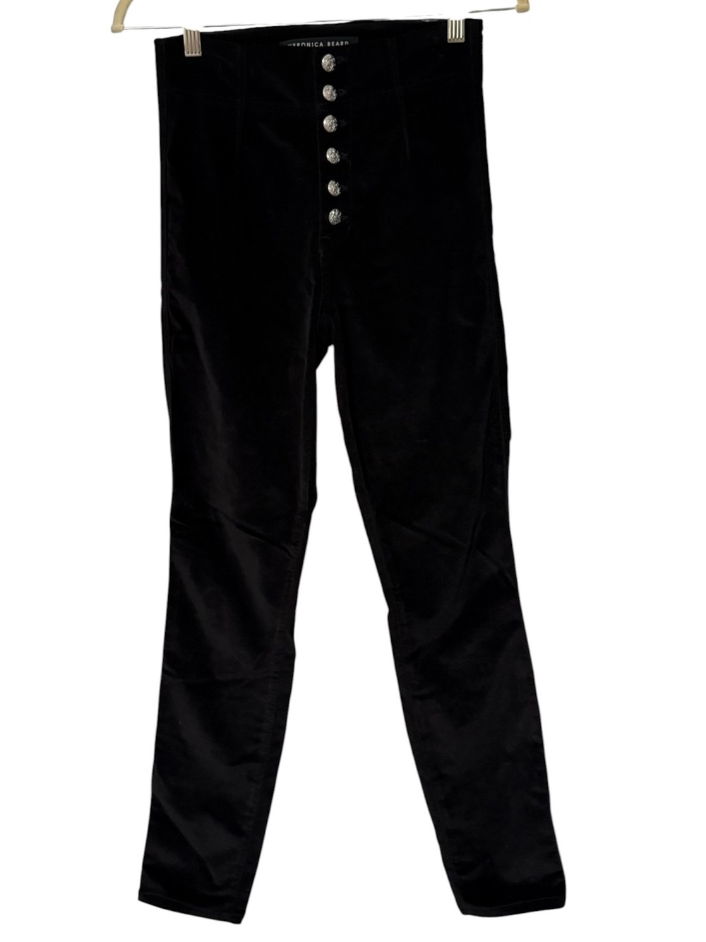 Veronica Beard Debbie High-Rise Velvet Skinny pant Jeans in Black - Size 26 - Picture 2 of 8